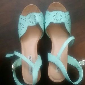 A pair of arctic blue heels